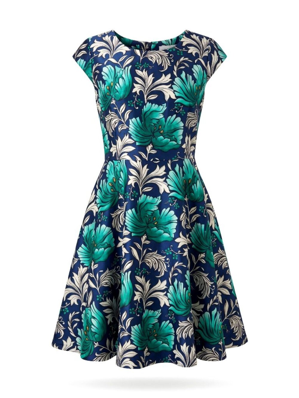 Gymboree Womens Dress 10 Navy Teal Floral Fit Flare A-Line Cocktail Lined EUC